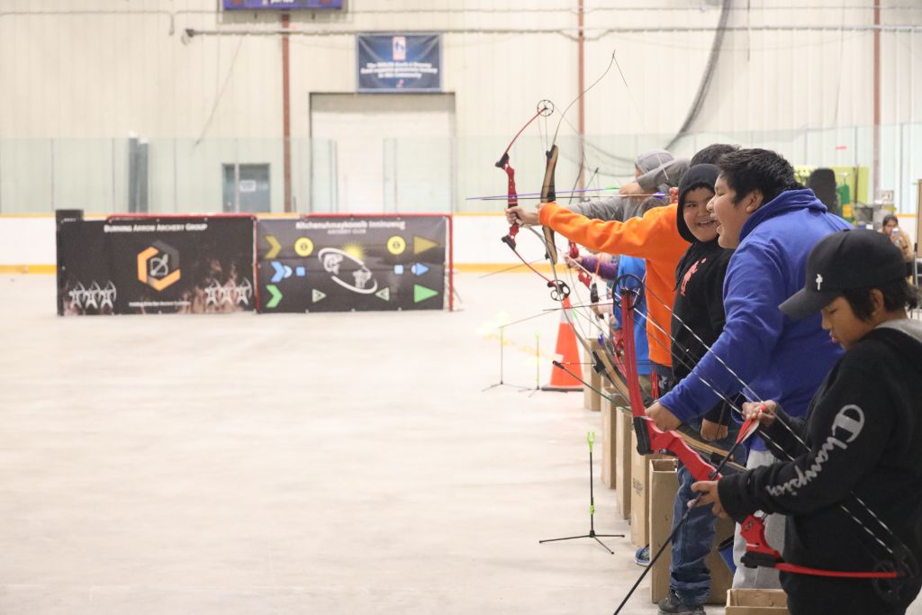 Youth archery line — Burning Arrow arena event